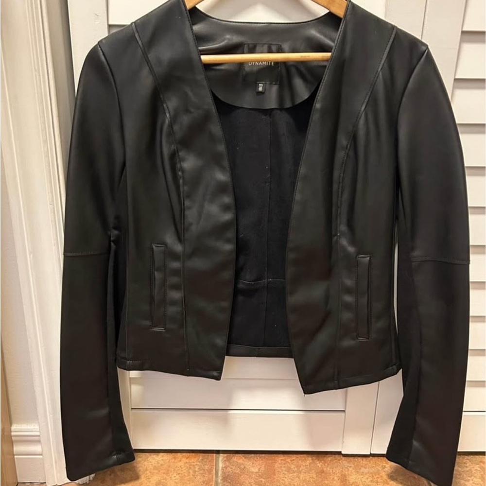 DYNAMITE Faux Leather Jacket Black - Picture 7 of 8